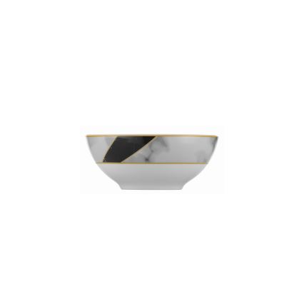 24-piece porcelain dinner set — black/white/gold