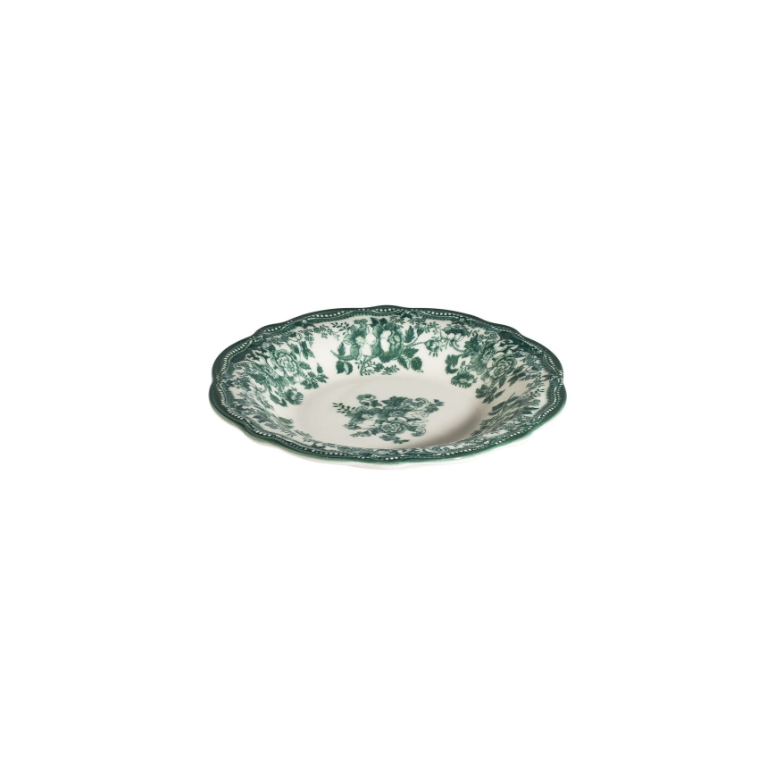 24-piece porcelain dinner set — white/green