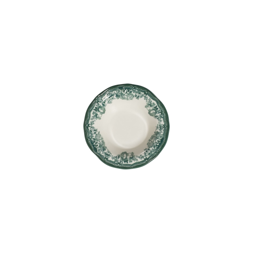 24-piece porcelain dinner set — white/green