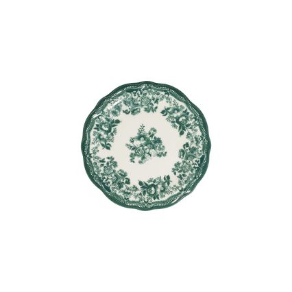 24-piece porcelain dinner set — white/green