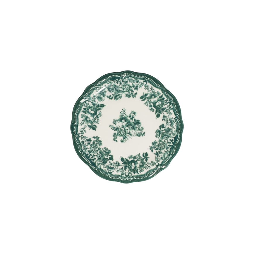 24-piece porcelain dinner set — white/green