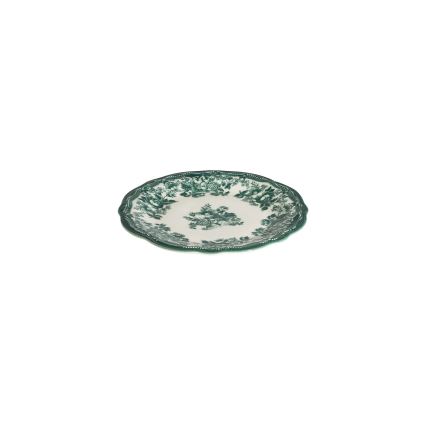 24-piece porcelain dinner set — white/green