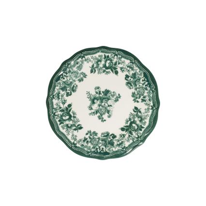 24-piece porcelain dinner set — white/green