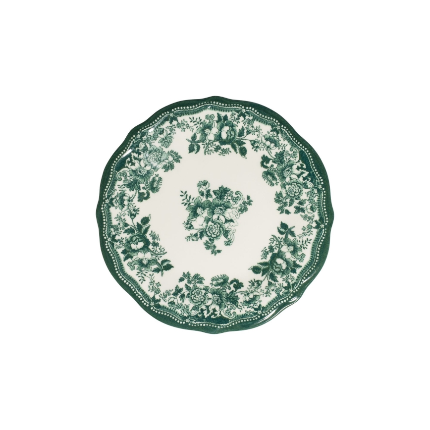 24-piece porcelain dinner set — white/green