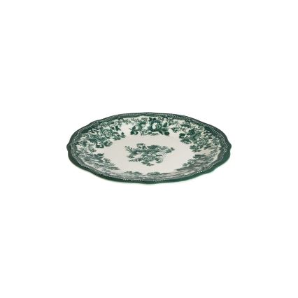 24-piece porcelain dinner set — white/green