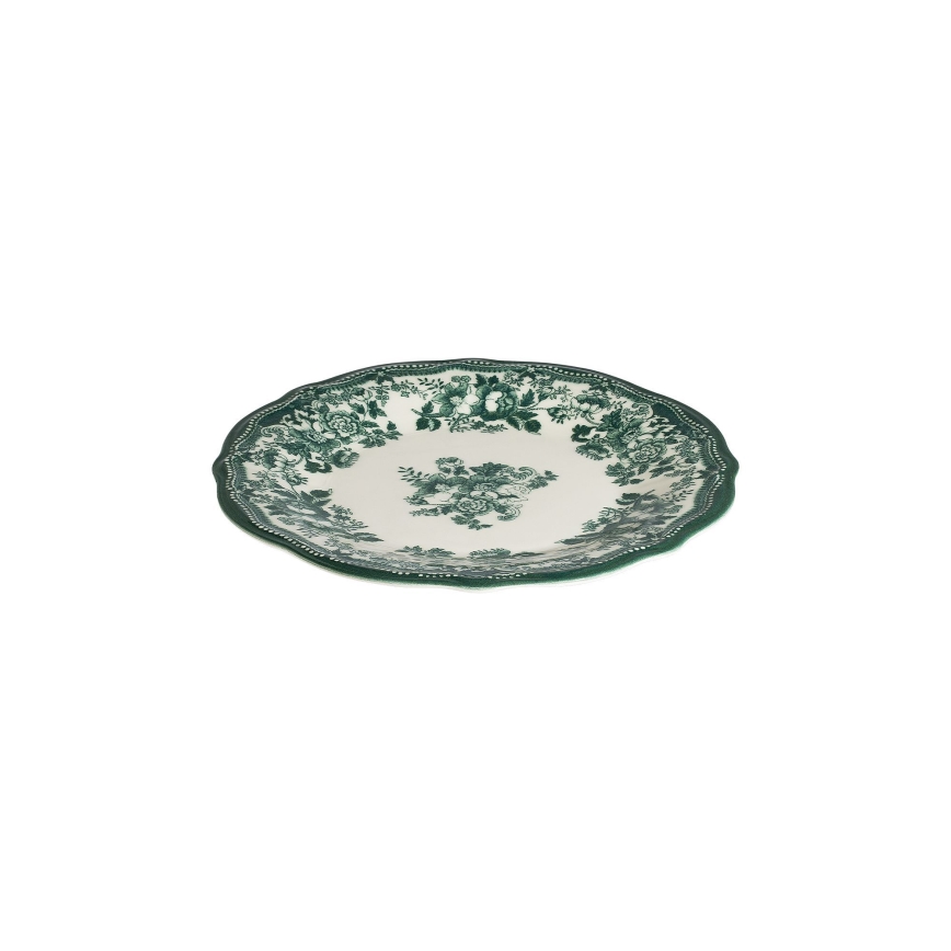 24-piece porcelain dinner set — white/green