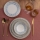 24-piece porcelain dinnerware set, blue/beige