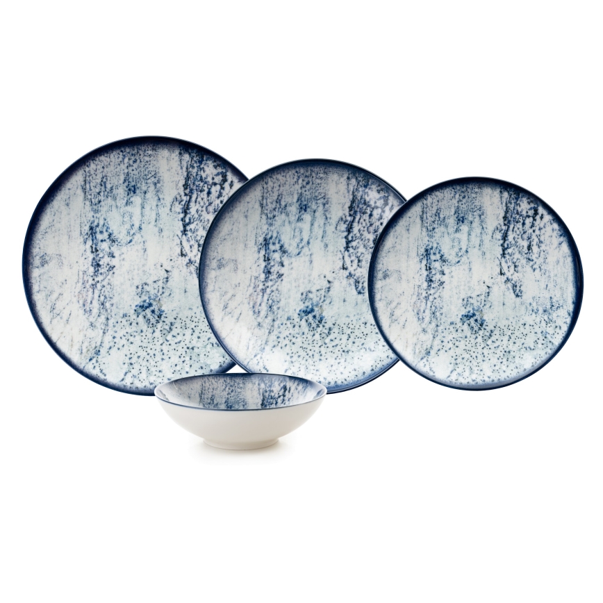 24-piece porcelain dinnerware set – blue