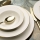 24-Piece Porcelain Dinnerware Set – Cream with Gold Trim
