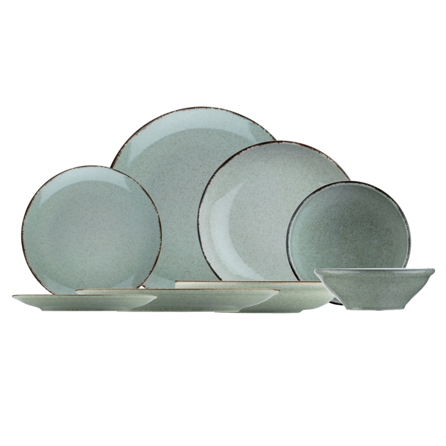 24-piece porcelain dinnerware set – green