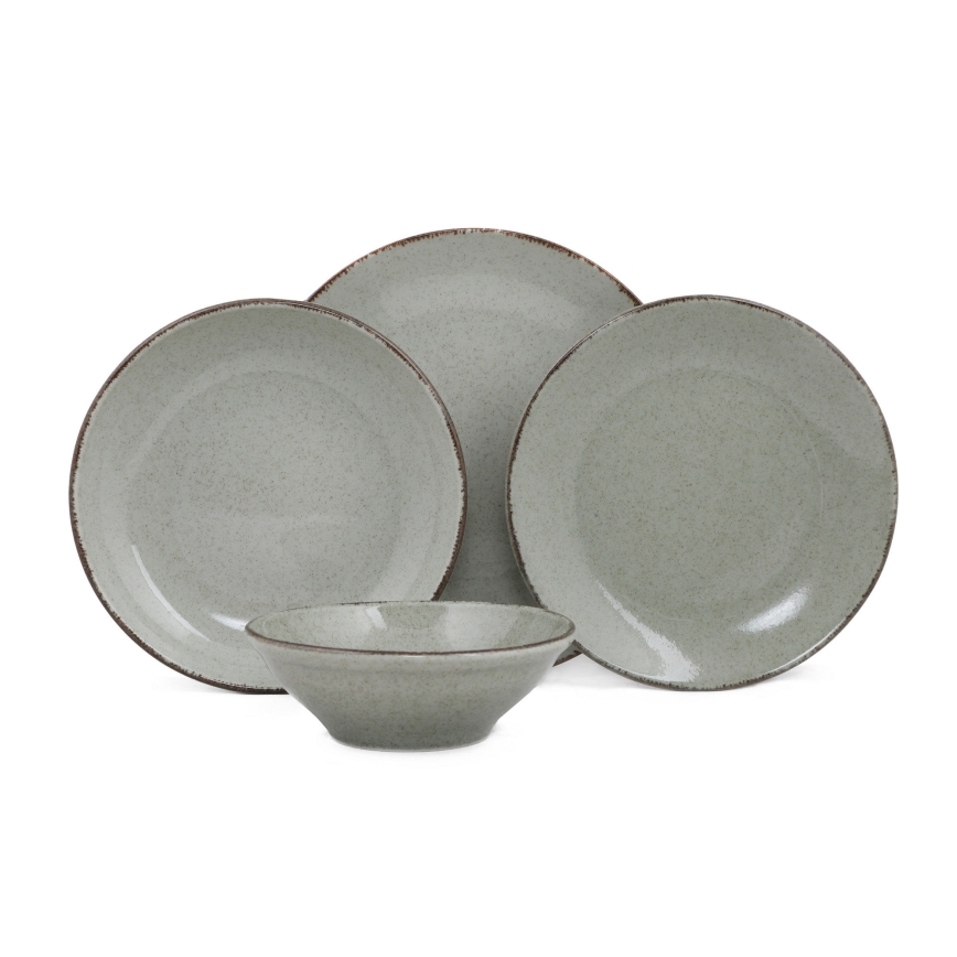 24-piece porcelain dinnerware set – green