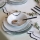24-piece porcelain dinnerware set, grey/green