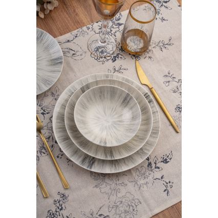 24-piece porcelain dinnerware set in elegant grey