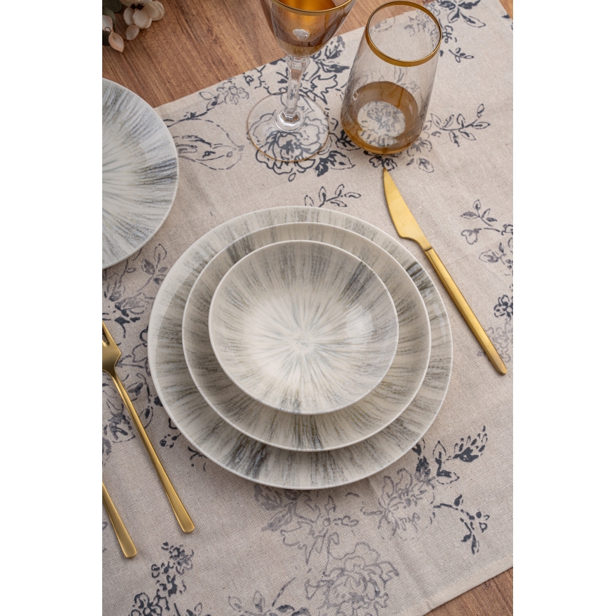 24-piece porcelain dinnerware set in elegant grey