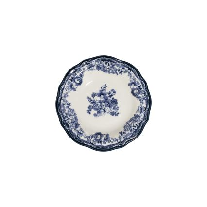 24-piece porcelain dinnerware set in white and blue