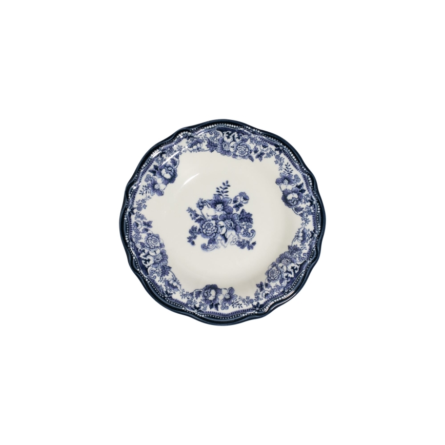 24-piece porcelain dinnerware set in white and blue