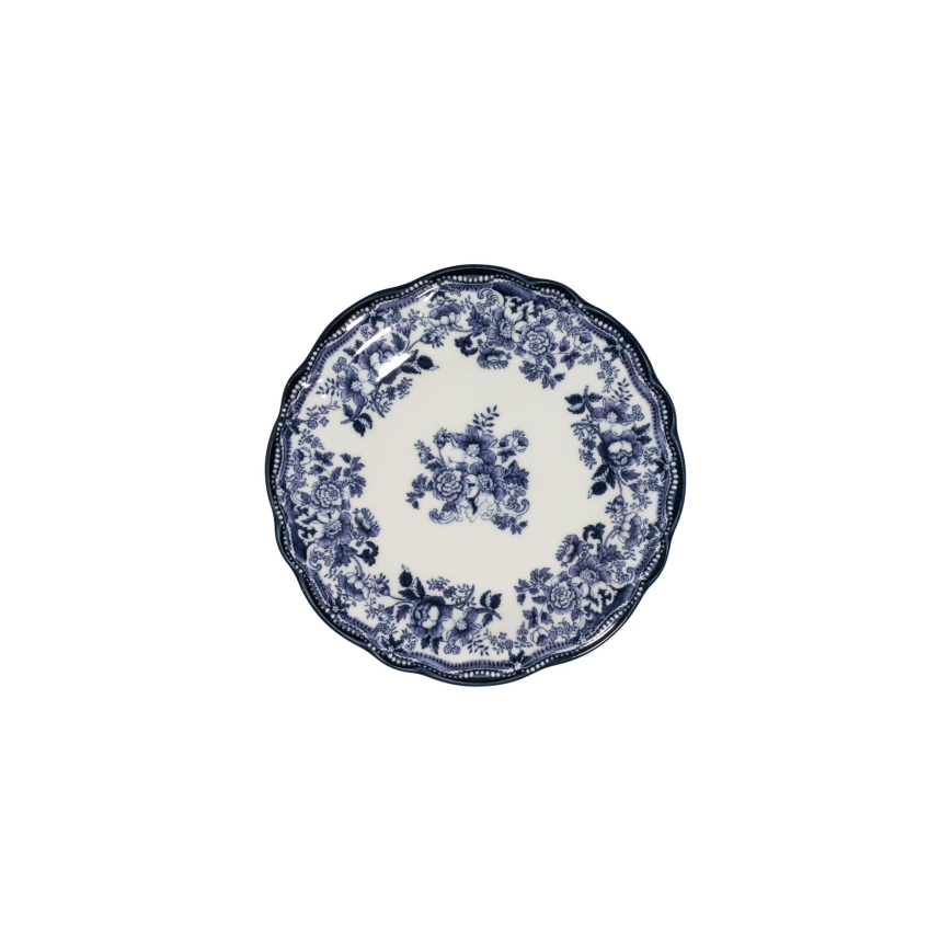 24-piece porcelain dinnerware set in white and blue
