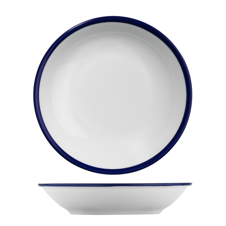 24-piece porcelain dinnerware set, white/blue