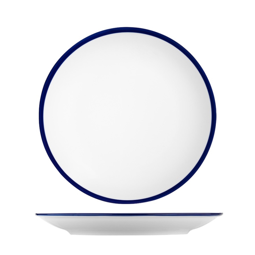 24-piece porcelain dinnerware set, white/blue