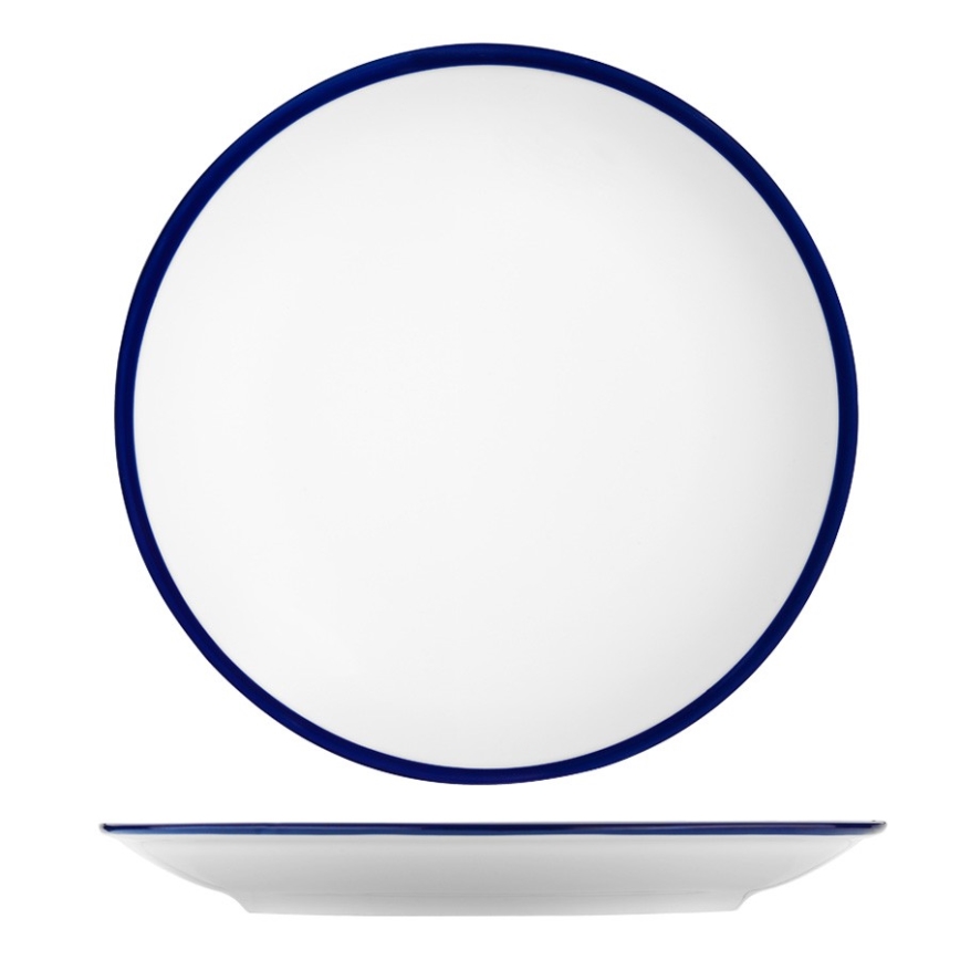 24-piece porcelain dinnerware set, white/blue