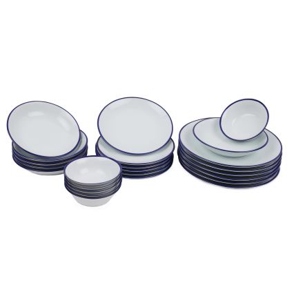 24-piece porcelain dinnerware set, white/blue