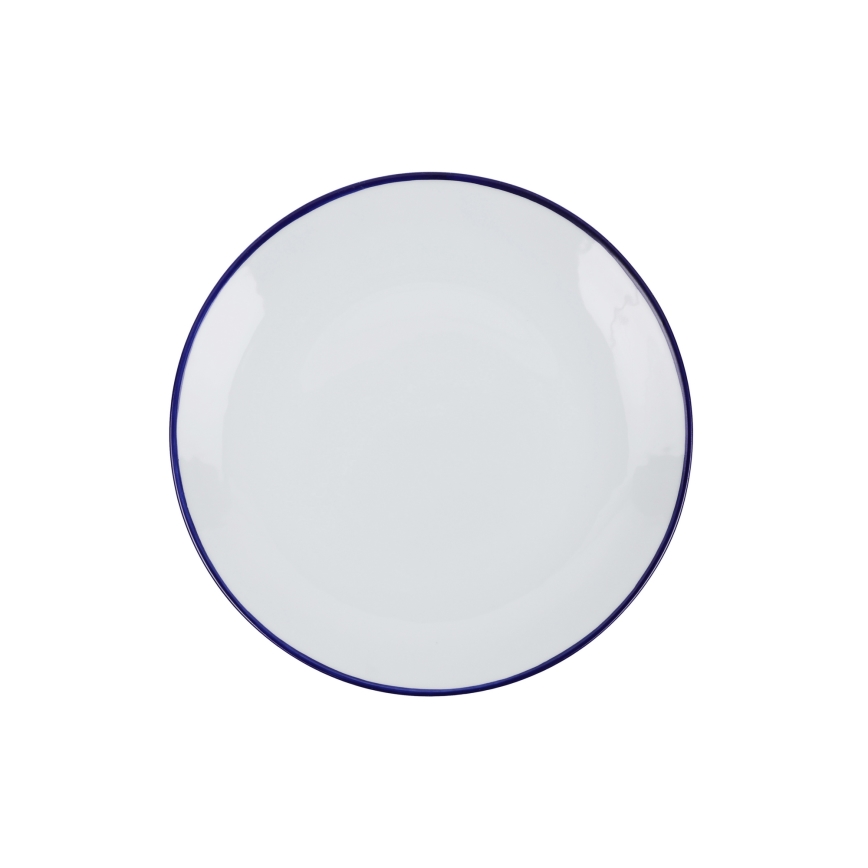 24-piece porcelain dinnerware set, white/blue
