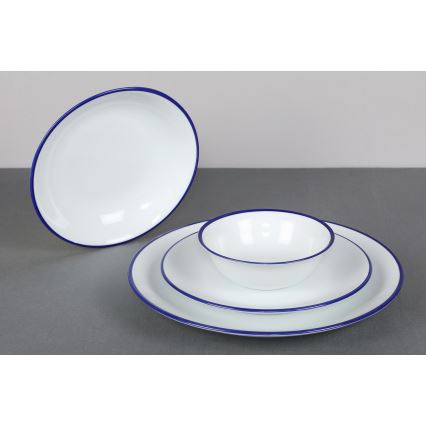 24-piece porcelain dinnerware set, white/blue
