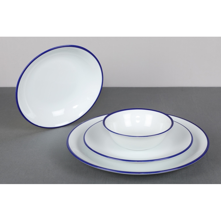 24-piece porcelain dinnerware set, white/blue