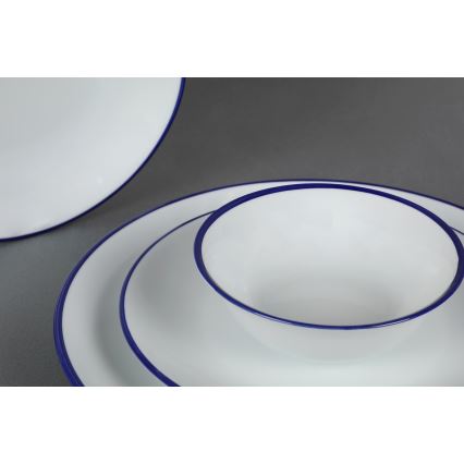 24-piece porcelain dinnerware set, white/blue