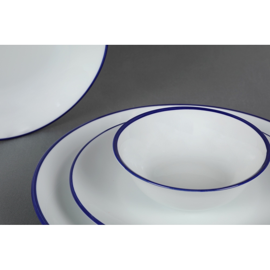 24-piece porcelain dinnerware set, white/blue
