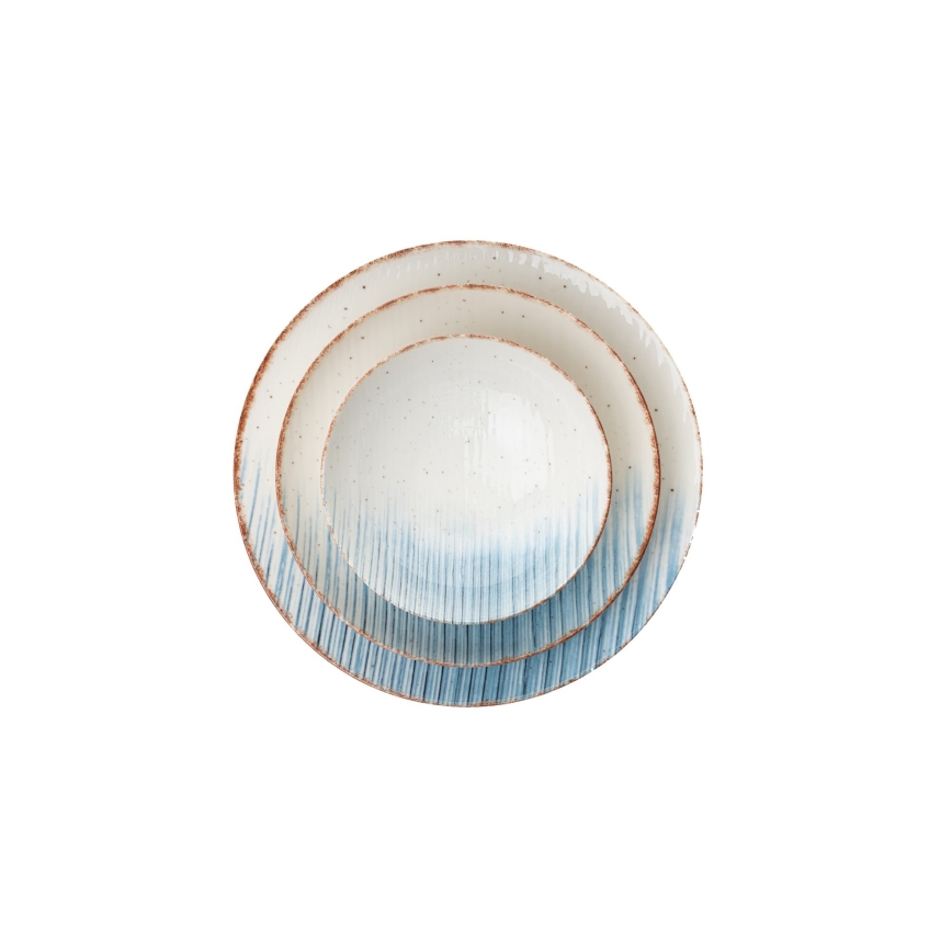 24-piece porcelain dinnerware set, white/blue