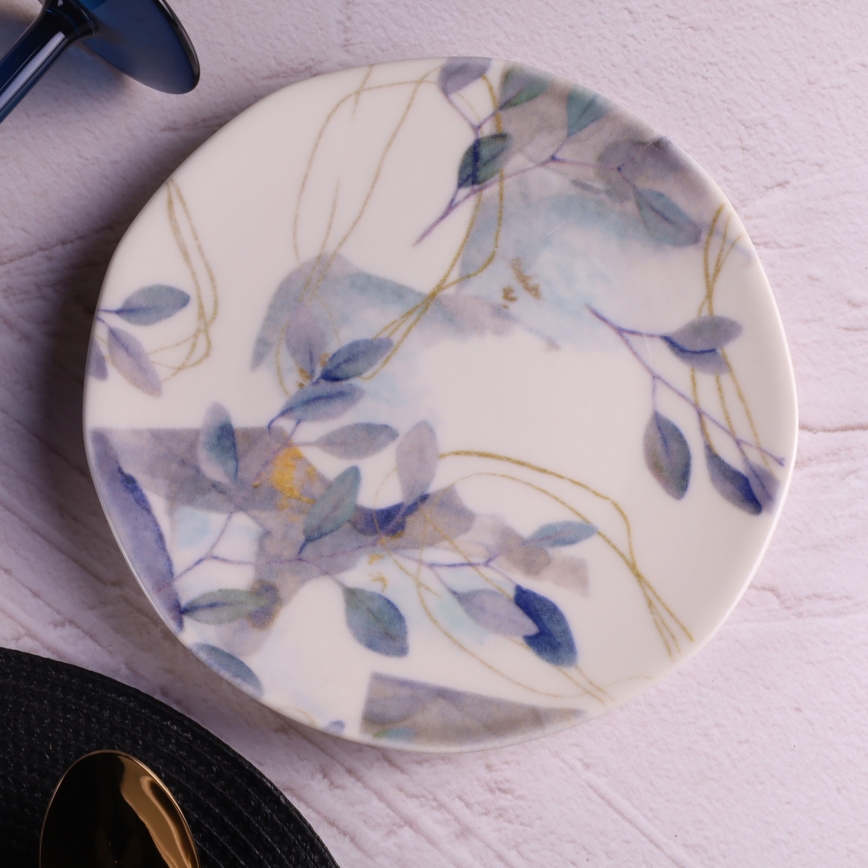 24-piece porcelain dinnerware set, white/blue