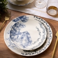 24-piece porcelain dinnerware set, white/blue