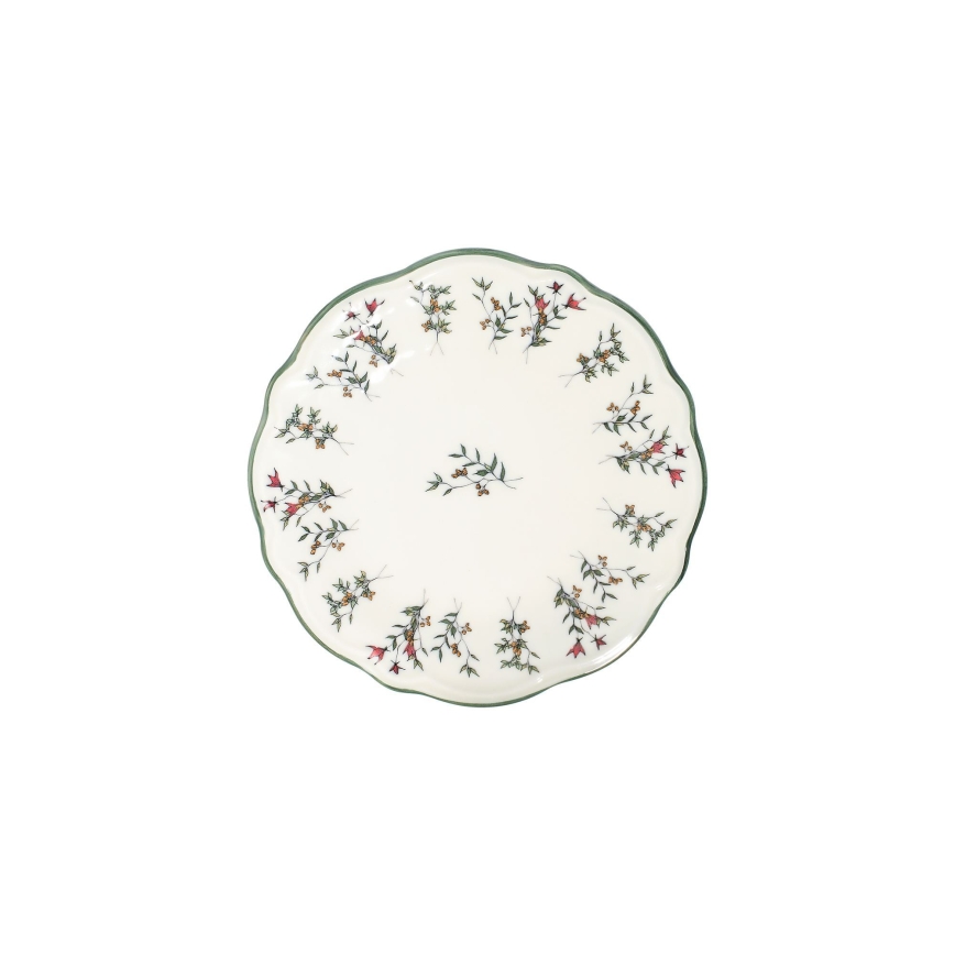 24-piece porcelain dinnerware set, white/green/red