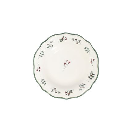 24-piece porcelain dinnerware set, white/green/red