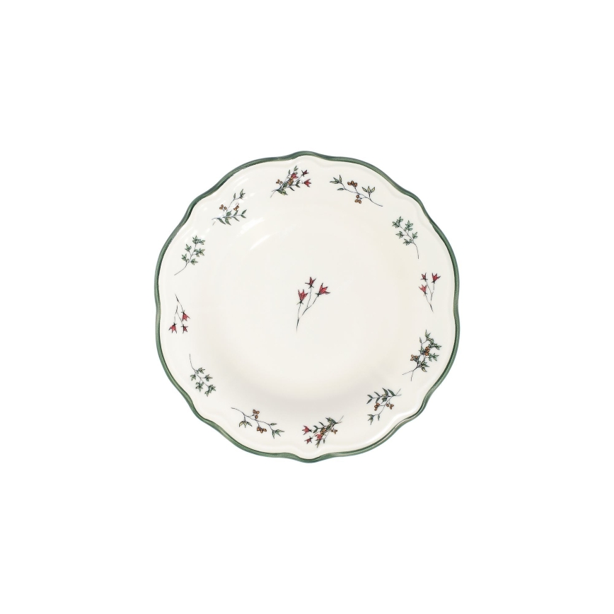 24-piece porcelain dinnerware set, white/green/red