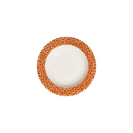 24-piece porcelain dinnerware set, white/orange