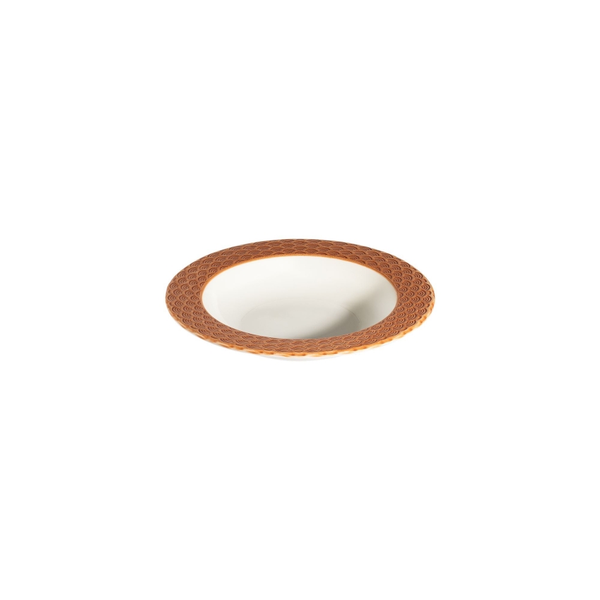 24-piece porcelain dinnerware set, white/orange