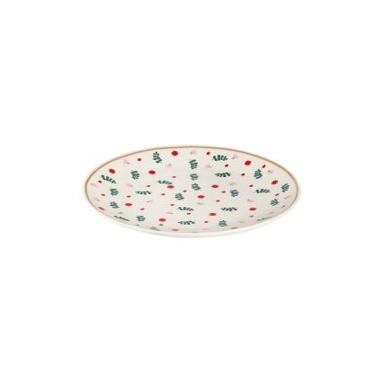 24-Piece Porcelain Dinnerware Set – White/Red/Green