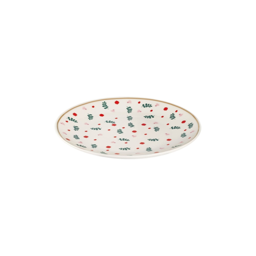24-Piece Porcelain Dinnerware Set – White/Red/Green