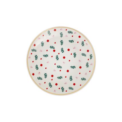 24-Piece Porcelain Dinnerware Set – White/Red/Green