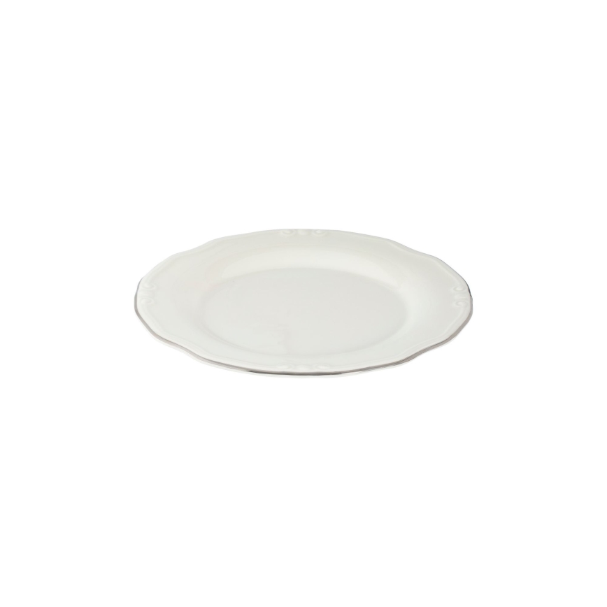 24-piece porcelain dinnerware set, white/silver