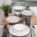 24-piece porcelain dinnerware set — white/black
