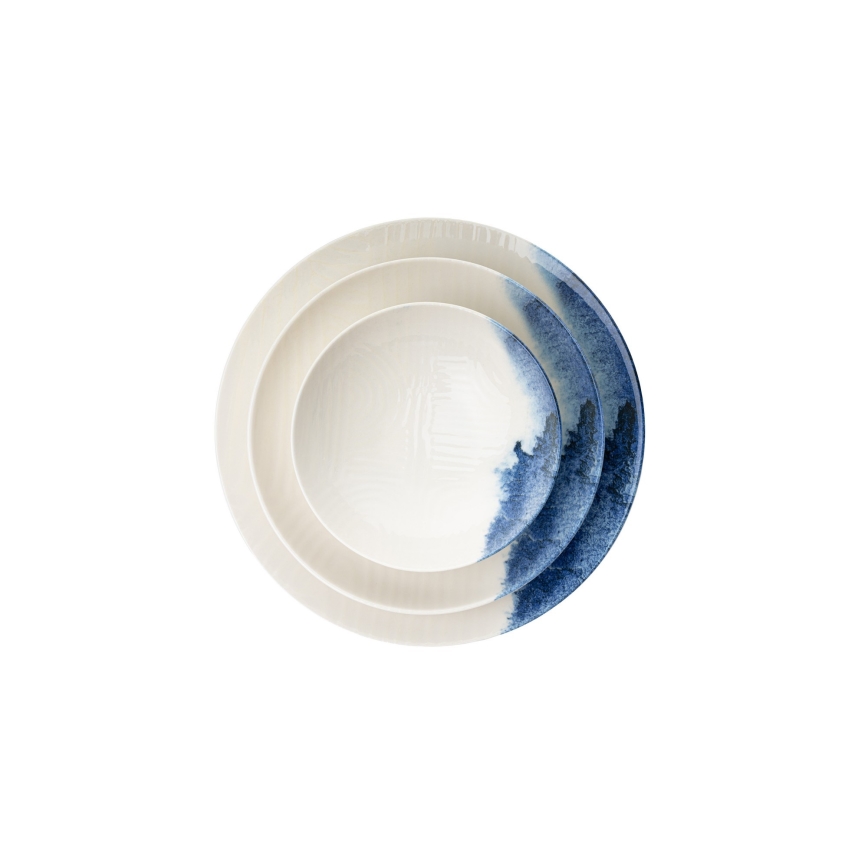 24-piece Porcelain Dinnerware Set — White/Blue