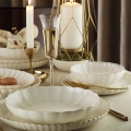 24-Piece Porcelain Dinnerware Set — White with Gold Trim