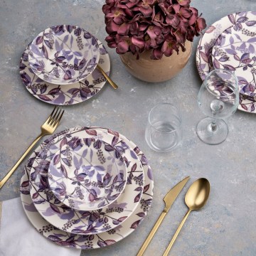 24-piece Purple Ceramic Dinnerware Set