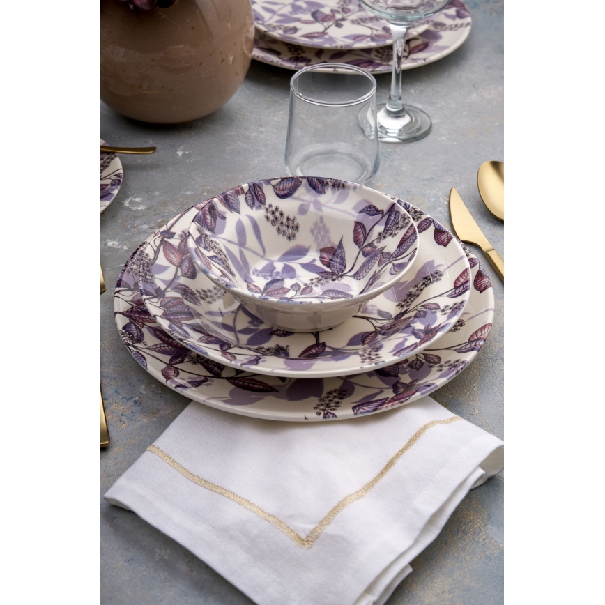 24-piece Purple Ceramic Dinnerware Set
