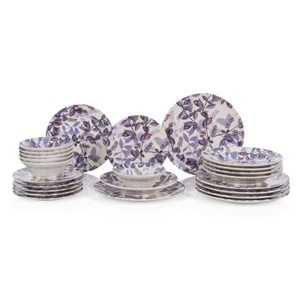 24-piece Purple Ceramic Dinnerware Set