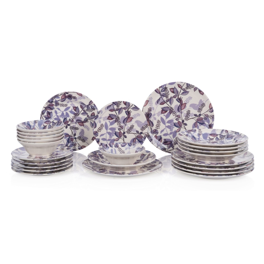 24-piece Purple Ceramic Dinnerware Set
