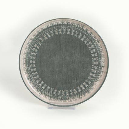 24-Piece Stoneware Dining Set – Beige/Green